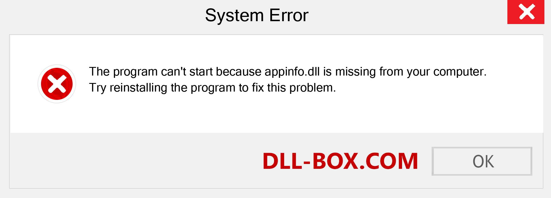  appinfo.dll file is missing?. Download for Windows 7, 8, 10 - Fix  appinfo dll Missing Error on Windows, photos, images