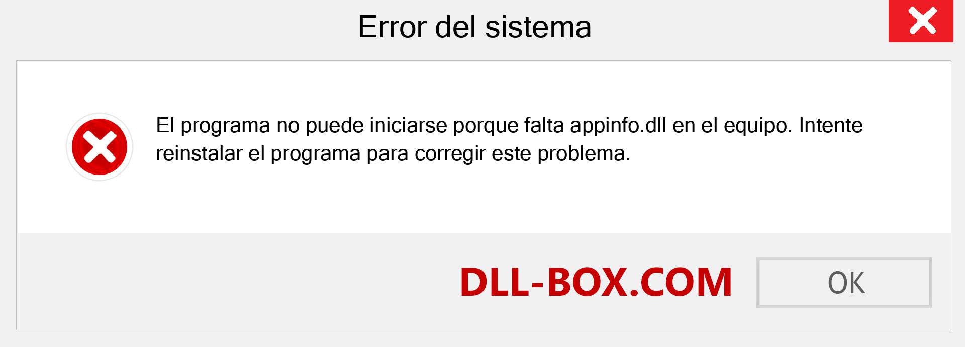 ¿Falta el archivo appinfo.dll ?. Descargar para Windows 7, 8, 10 - Corregir appinfo dll Missing Error en Windows, fotos, imágenes