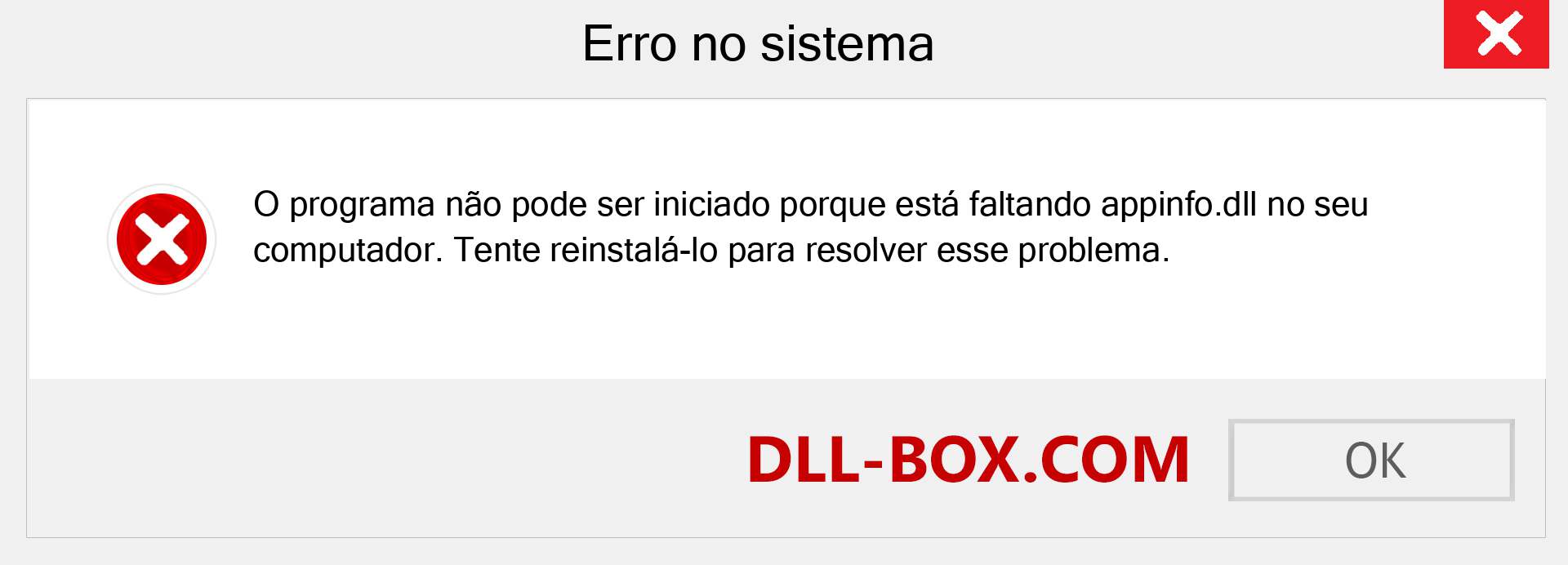 Arquivo appinfo.dll ausente ?. Download para Windows 7, 8, 10 - Correção de erro ausente appinfo dll no Windows, fotos, imagens